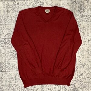 L.L. Bean Deep Red V-Neck Sweater